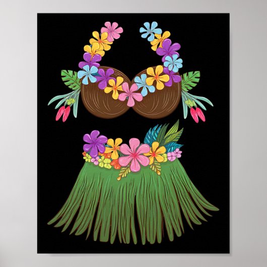 Kokosnoot BH Lei Bloemen GR Rok Hula Party Hallow Poster (Voorkant)