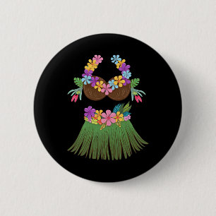 Kokosnoot BH Lei Bloemen GR Rok Hula Party Hallow Ronde Button 5,7 Cm