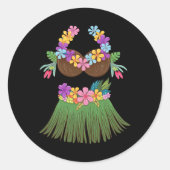 Kokosnoot BH Lei Bloemen GR Rok Hula Party Hallow Ronde Sticker (Voorkant)