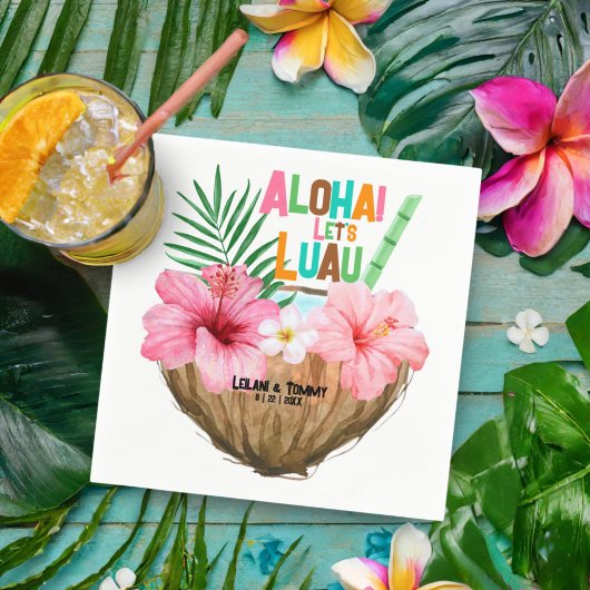 Kokosnoot Cocktail Hawaiiaans Luau Tropisch Feest Servet