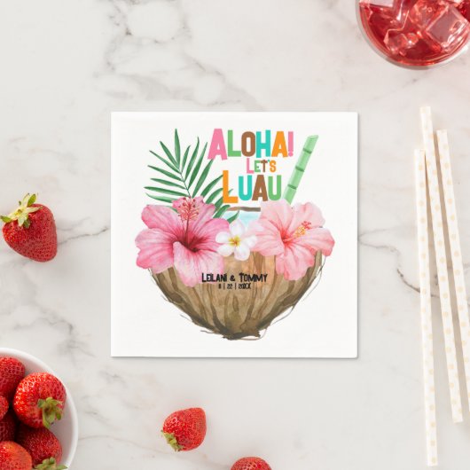 Kokosnoot Cocktail Hawaiiaanse Luau Tropisch Feest Servet (Insitu)