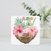 Kokosnoot Cocktail Luau Douche Tropisch Hawaïaans Kaart (Staand voorkant)