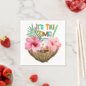 Kokosnoot Cocktail Tropische Tiki Koppel Bruisfees Servet (Insitu)