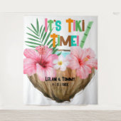 Kokosnoot Cocktail Tropische Tiki Koppel Bruisfees Wandkleed (Voorkant)