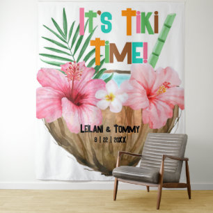 Kokosnoot Cocktail Tropische Tiki Koppels Douche Wandkleed