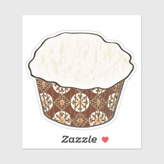 Kokosnoot Cupcake, Chocolade Bruin Wrapper Sticker (Vel)