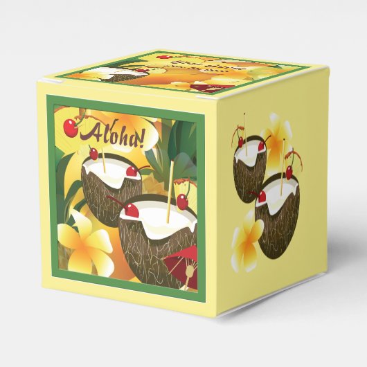 Kokosnoot Drinken Luau Party Favor Box Bedankdoosjes (Voorkant Zijde)