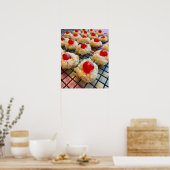 Kokosnoot en Cherry Macaroons Poster (Keuken)