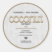 Kokosnoot extract gepersonaliseerde botteling labe ronde sticker (Voorkant)