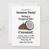 Kokosnoot Fruit Tropical Summer Party Kaart (Voorkant)