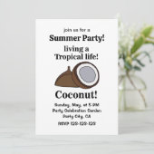 Kokosnoot Fruit Tropical Summer Party Kaart (Staand voorkant)