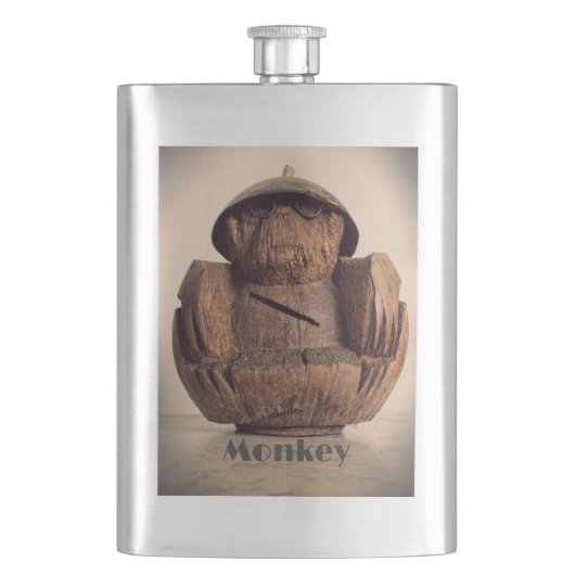Kokosnoot gesneden aap bank Retro Tiki Kitsch Flacon (Voorkant)