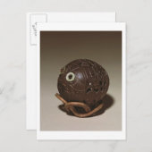 Kokosnoot in een gezicht gesculpeerd, c.1895 briefkaart (Voorkant / Achterkant)