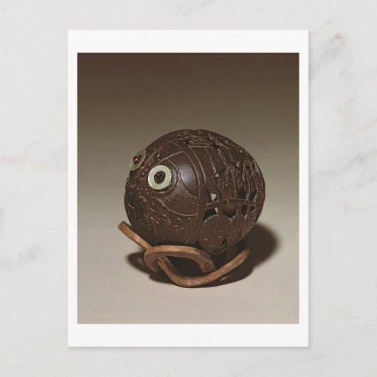 Kokosnoot in een gezicht gesculpeerd, c.1895 briefkaart (Voorkant)