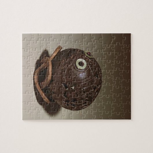 Kokosnoot in een gezicht gesculpeerd, c.1895 legpuzzel (Horizontaal)