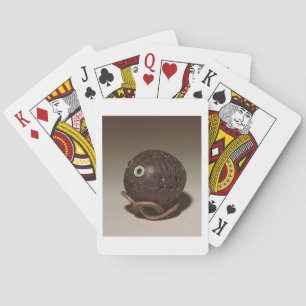 Kokosnoot in een gezicht gesculpeerd, c.1895 pokerkaarten