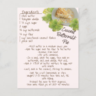 Kokosnoot karnemelktaart recept briefkaart