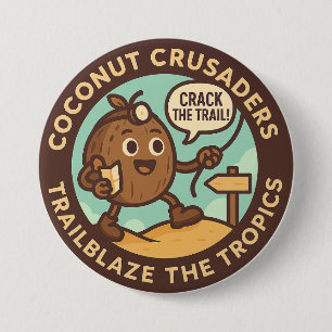Kokosnoot Kruisvaarders baanbreken door de Tropen Ronde Button 7,6 Cm
