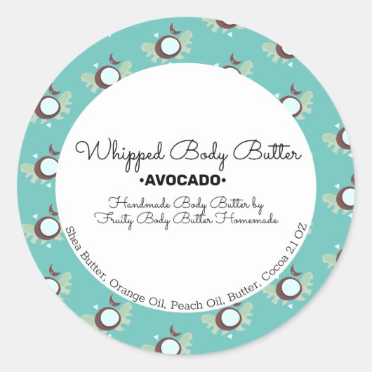 Kokosnoot Kunststof Butter Bath Branding Packaging Ronde Sticker (Voorkant)