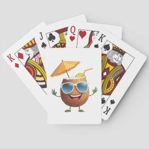 Kokosnoot Leuke Vrolijke Vakantie Tropische Drink Pokerkaarten
