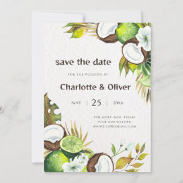 Kokosnoot limoen bewaar de datum kaart