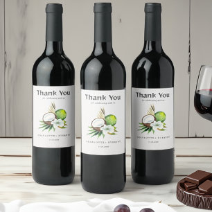 Kokosnoot limoen Dank u bruiloft gunst tas Wijn Etiket