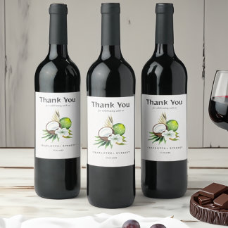 Kokosnoot limoen Dank u bruiloft gunst tas Wijn Etiket