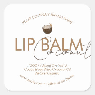 Kokosnoot Lippenbalsem Scrub Zakelijke Verpakking  Vierkante Sticker