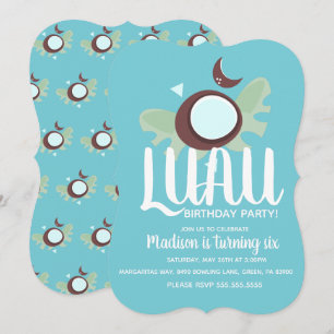 Kokosnoot Luau Tropisch Verjaardagsfeest Kaart