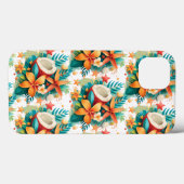 Kokosnoot met bloemen en schelpen Case-Mate iPhone case (Achterkant (horizontaal))