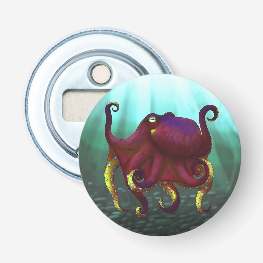 Kokosnoot Octopus flesopener Button Flesopener (Voorkant)