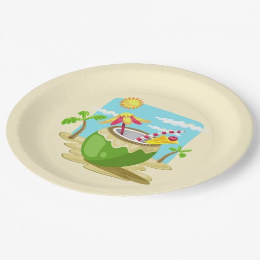 Kokosnoot Papieren Bordje (Gekanteld)