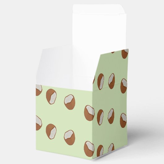 Kokosnoot plakjes patroon op groen bedankdoosjes (Geopend)