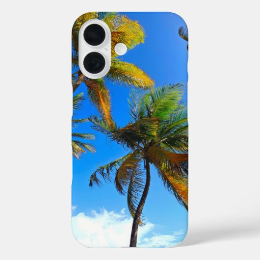 Kokosnoot Tree Phone Case – Blue Sky Tropical Deco (Achterkant)