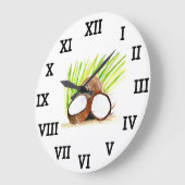 Kokosnoot Tropisch Fruit Zomer Waterverf Eten Grote Klok (Hoek)