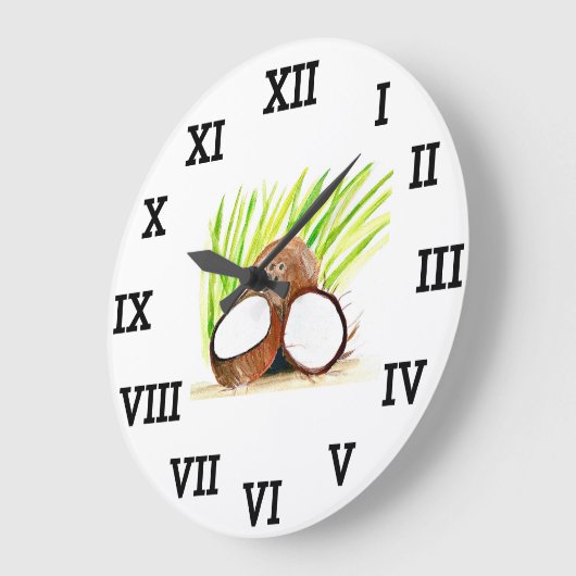 Kokosnoot Tropisch Fruit Zomer Waterverf Eten Grote Klok (Hoek)