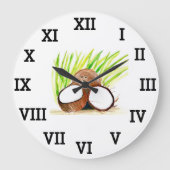 Kokosnoot Tropisch Fruit Zomer Waterverf Eten Grote Klok (Voorkant)