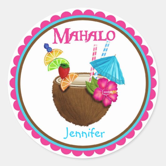 Kokosnoot Tropische Drink Stickers (Voorkant)