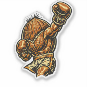 Kokosnoot Zwaargewicht Bokser — Vintage Retro Vech Sticker