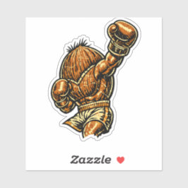 Kokosnoot Zwaargewicht Bokser — Vintage Retro Vech Sticker