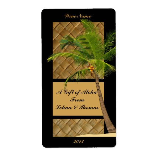Kokosnootboom Aloha Wine Craft Label (Voorkant)