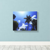 Kokosnootboom en lucht canvas afdruk (Insitu (Houten vloer))