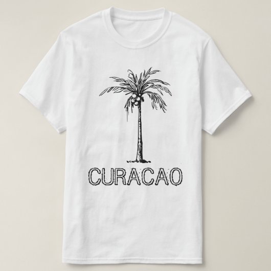 Kokosnootboom op Curaçao zwart-wit T-shirt (Design voorkant)