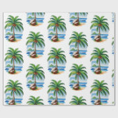 Kokosnootboom Tropisch Eiland Cadeaupapier (Vlak)
