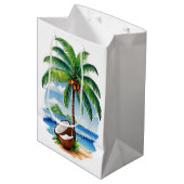 Kokosnootboom Tropisch Eiland Medium Cadeauzakje (Voorkant Gekanteld)