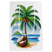 Kokosnootboom Tropisch Eiland Medium Cadeauzakje (Achterkant)
