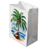 Kokosnootboom Tropisch Eiland Medium Cadeauzakje (Achterkant Gekanteld)