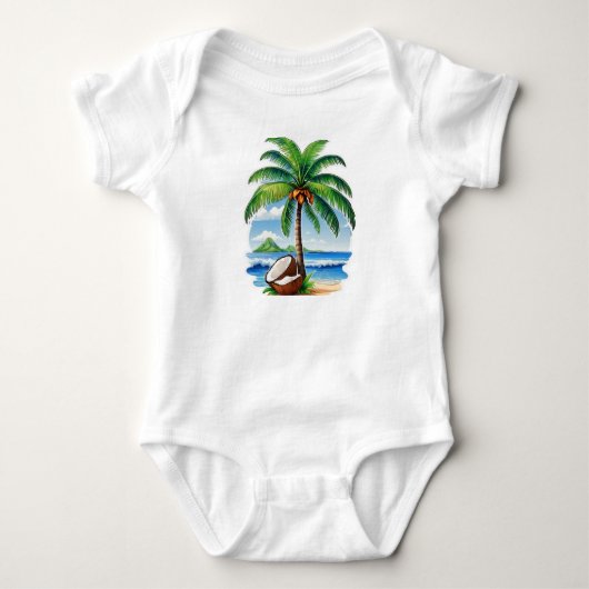 Kokosnootboom Tropisch Eiland Romper (Voorkant)