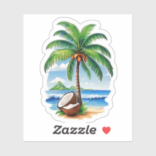 Kokosnootboom Tropisch Eiland Sticker