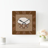 Kokosnotaart, Japanse wervelachtergrond Vierkante Klok (Huis)